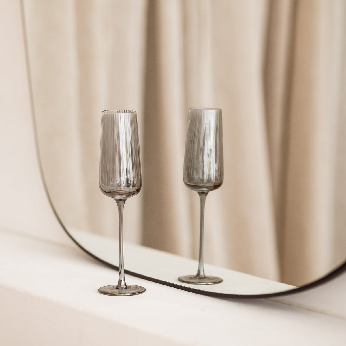 Champagneglas 24cl smoked Ray - Set van 4