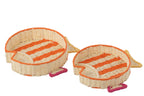 J-Line plateau Vis Gestreept - papier - mix - set van 2