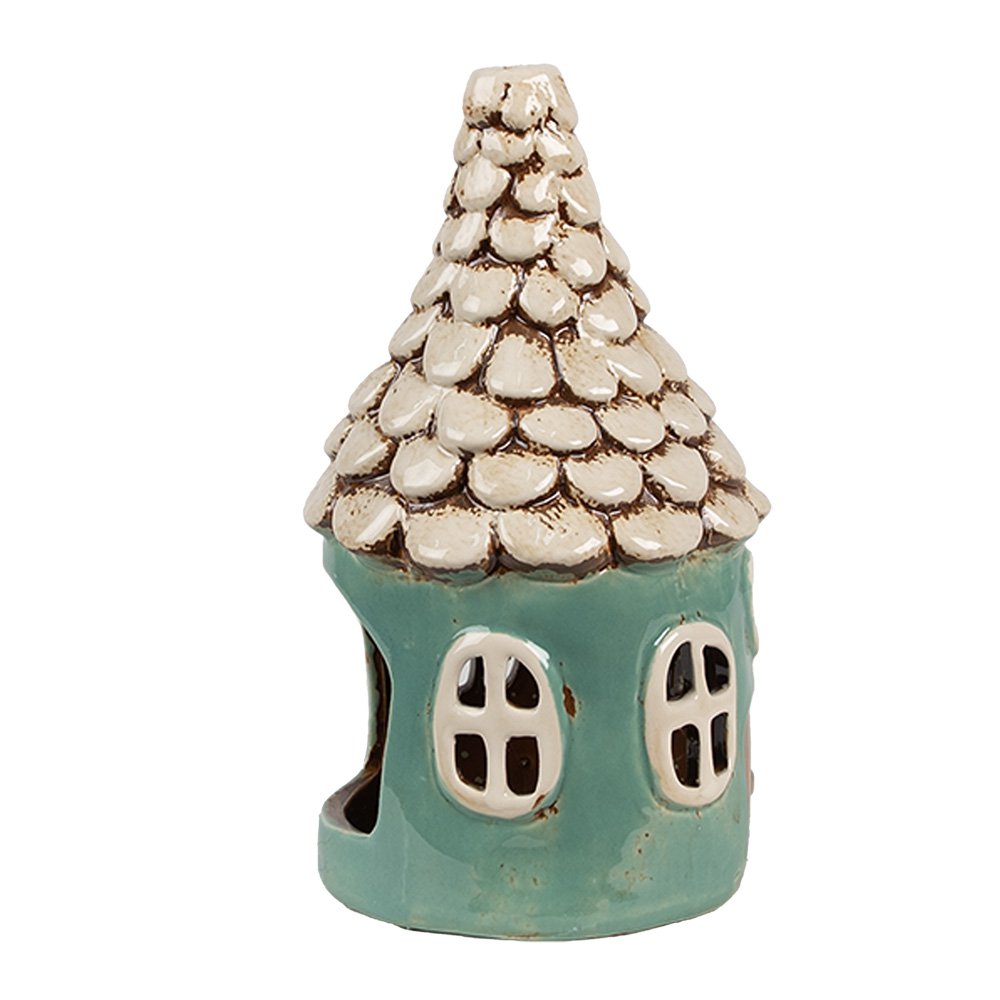Waxinelichthouder Huis Ø 11x20 cm Groen Keramiek Theelichthouder
