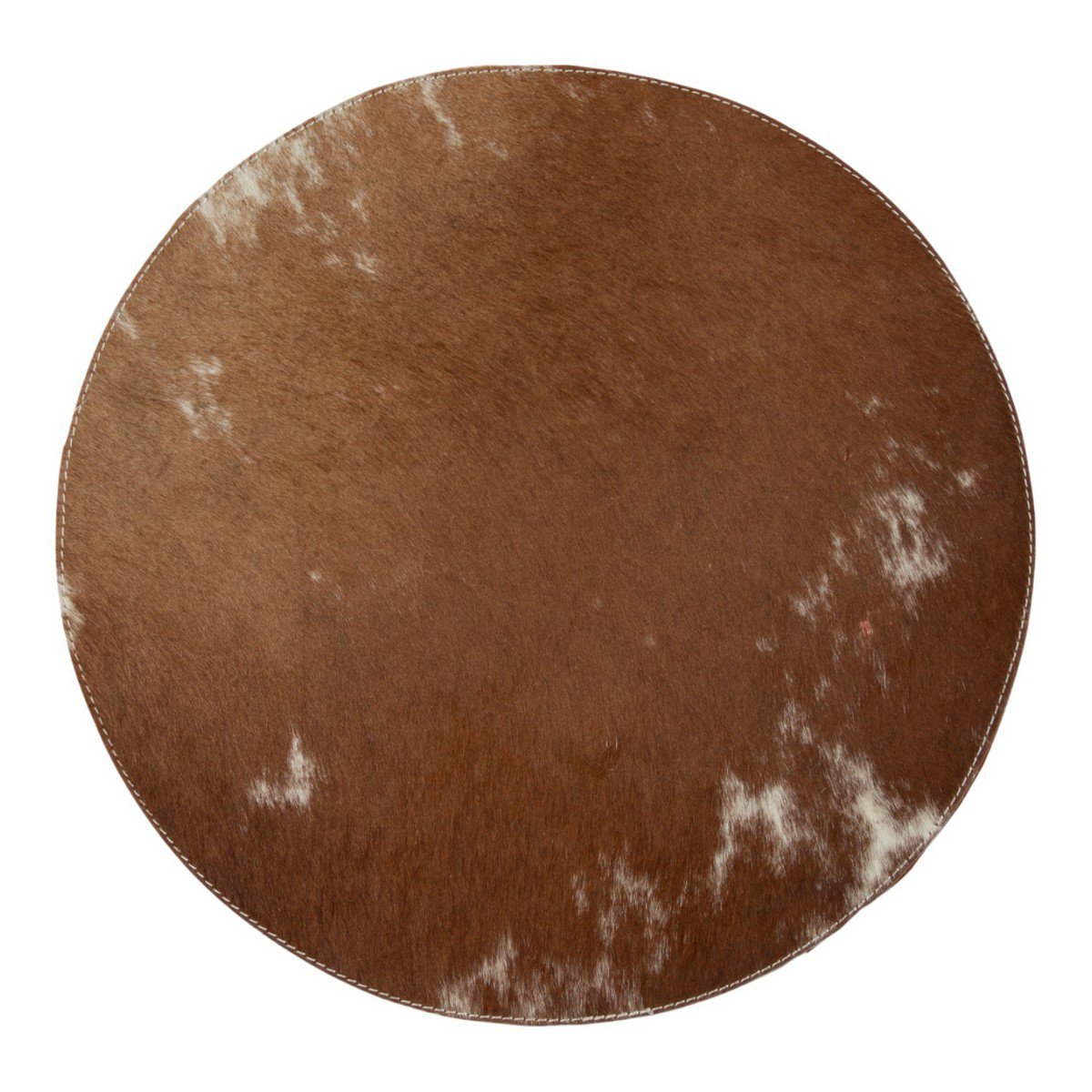 Placemat koehuid rond bruin/wit Ø38cm