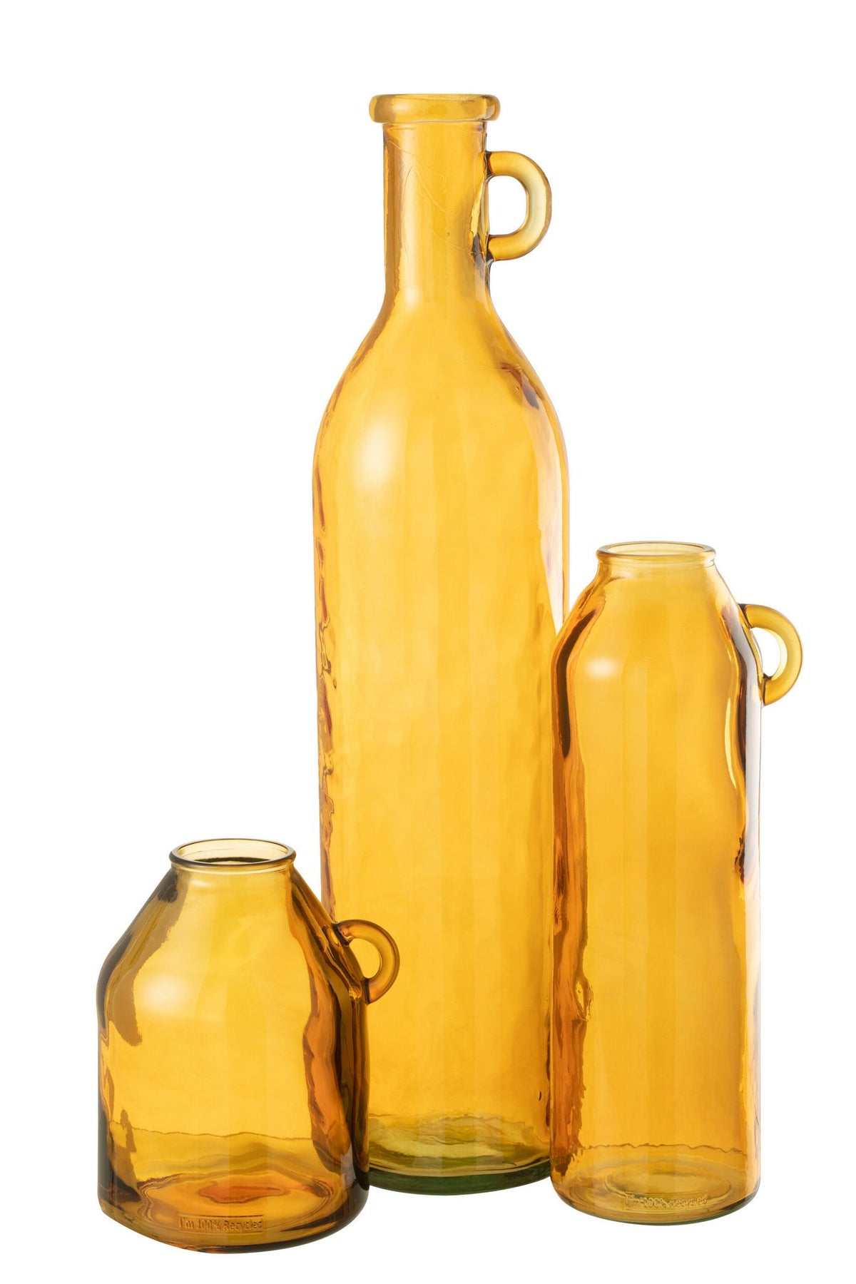 J-Line vaas Fles Cilinder - glas - oker - 75 cm hoog