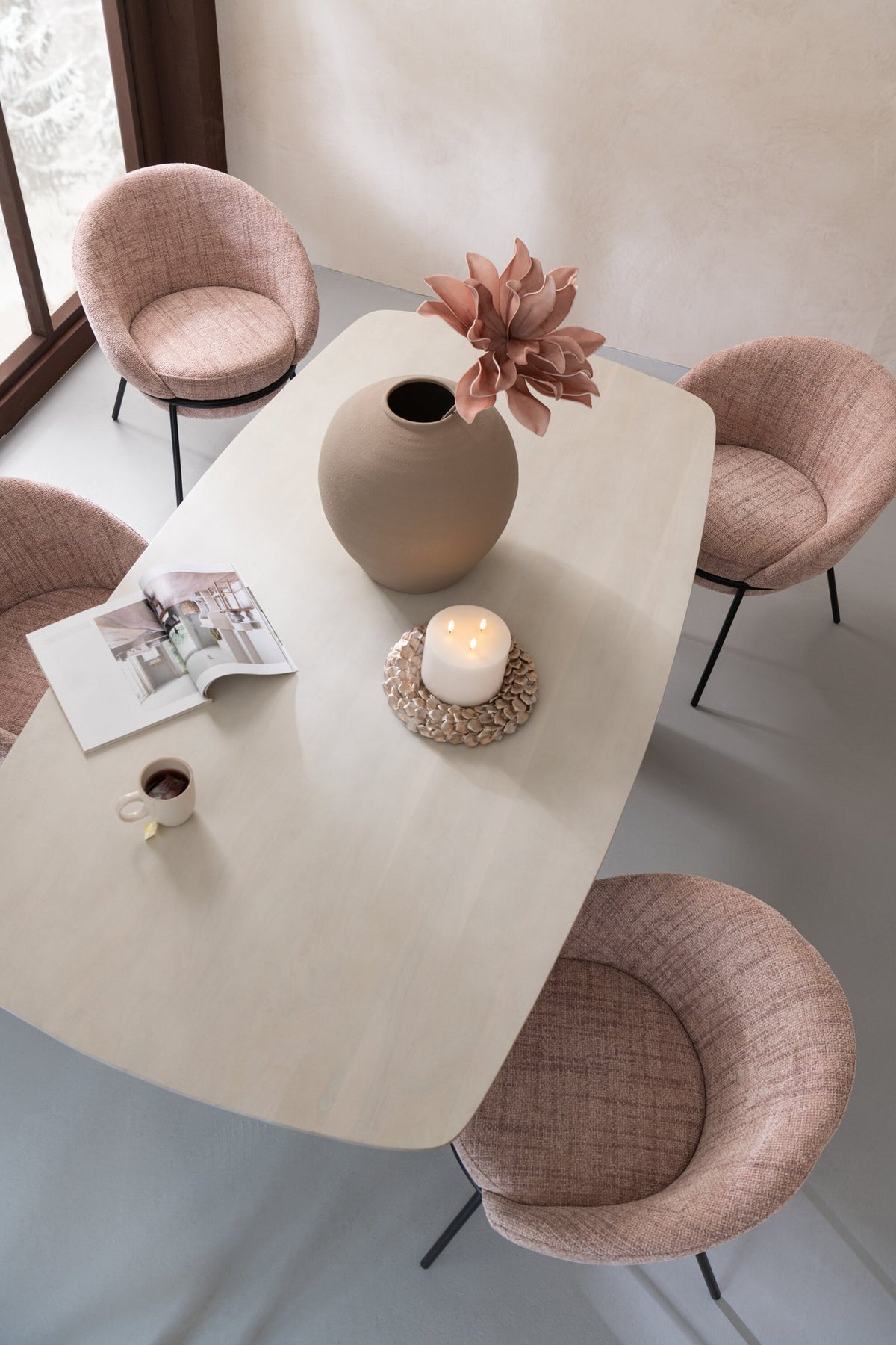 J-Line eettafel - acaciahout - wit