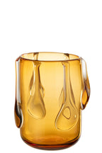 J -Line Vaas Drippy - Glas - Amber - Small - Ø 18,5 cm
