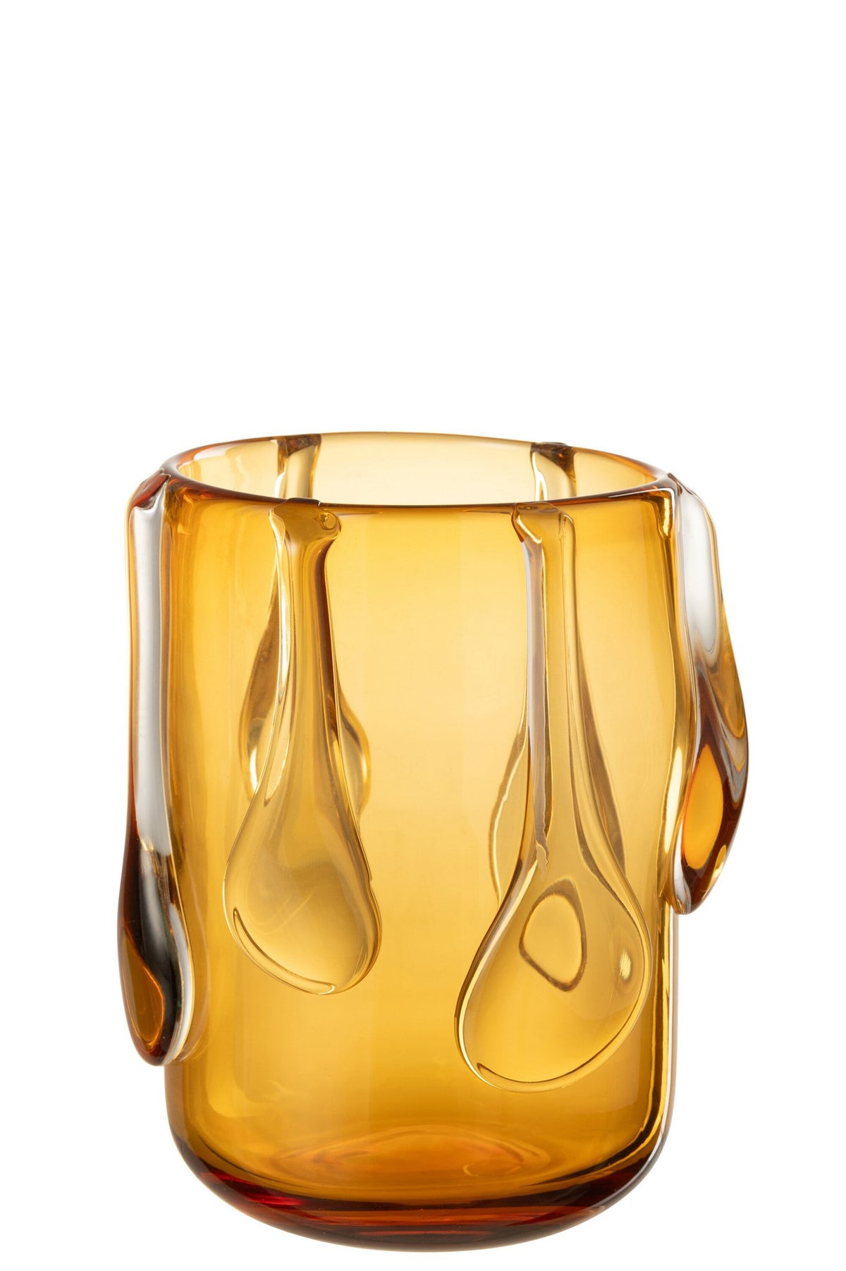 J -Line Vaas Drippy - Glas - Amber - Small - Ø 18,5 cm