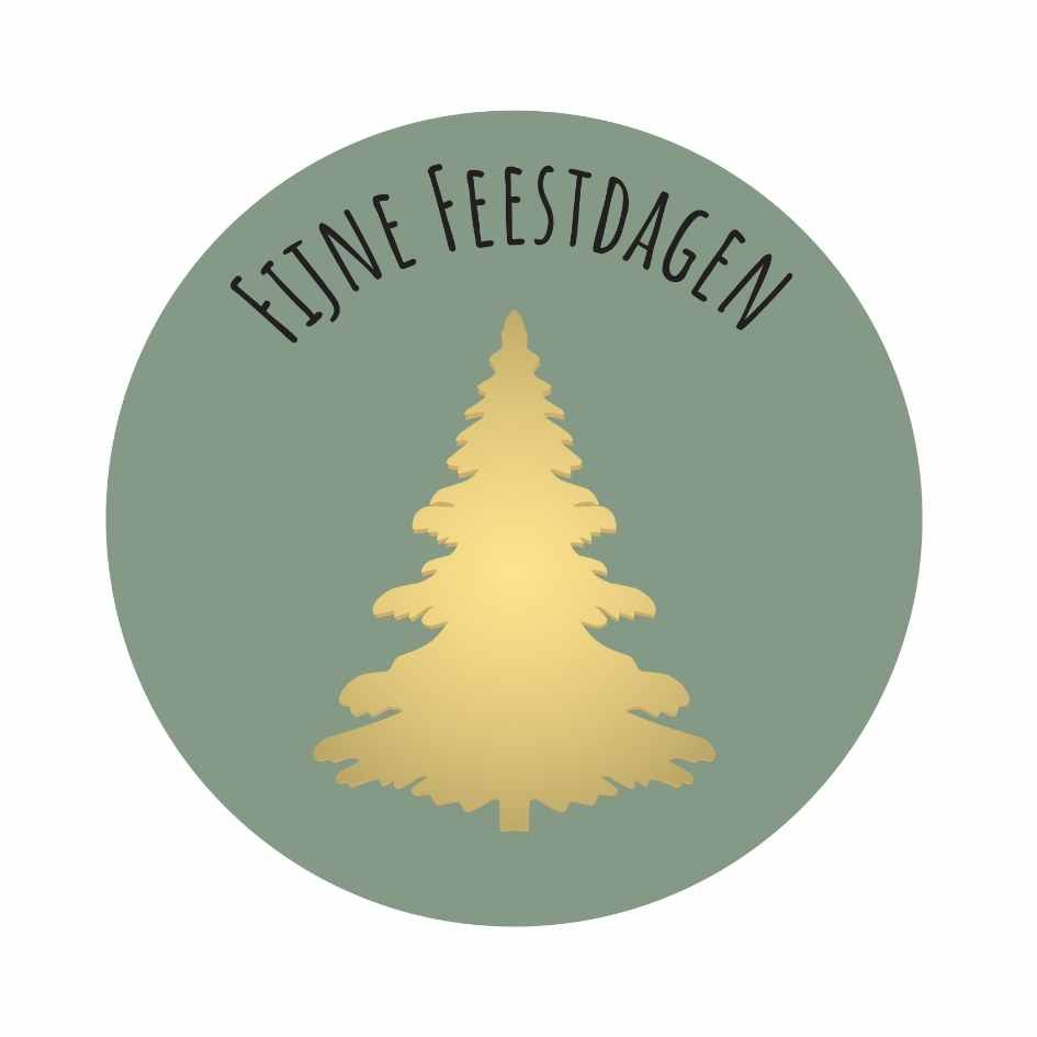 Etiketten – Fijne Feestdagen – Olijf Groen – 250 Stuks