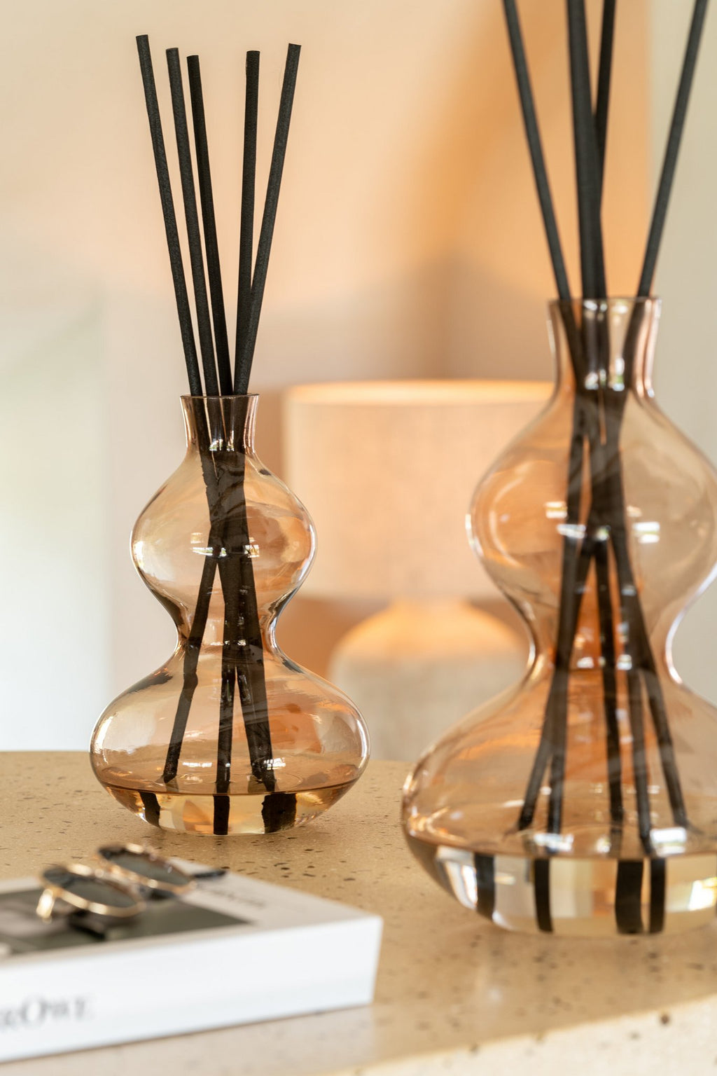 J-Line Geurstokjes Noordse Vetiver - Glas - Amber - Groot