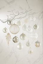 J-Line kerstbal Blinkend - glas - zilver - small - doos van 6