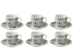 J-Line Doos 6 Kopjes+Schaal Vis Keramiek Donkerblauw