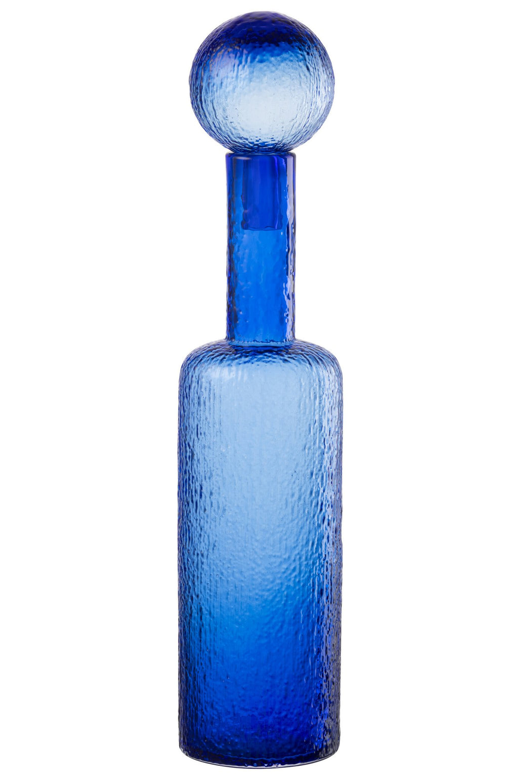 J-Line decoratie Fles Reliëf - glas - transparant/blauw - L