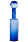 J-Line decoratie Fles Reliëf - glas - transparant/blauw - L