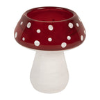 Waxinelichthouder Paddenstoel Ø 7x7 cm Rood Wit Glas