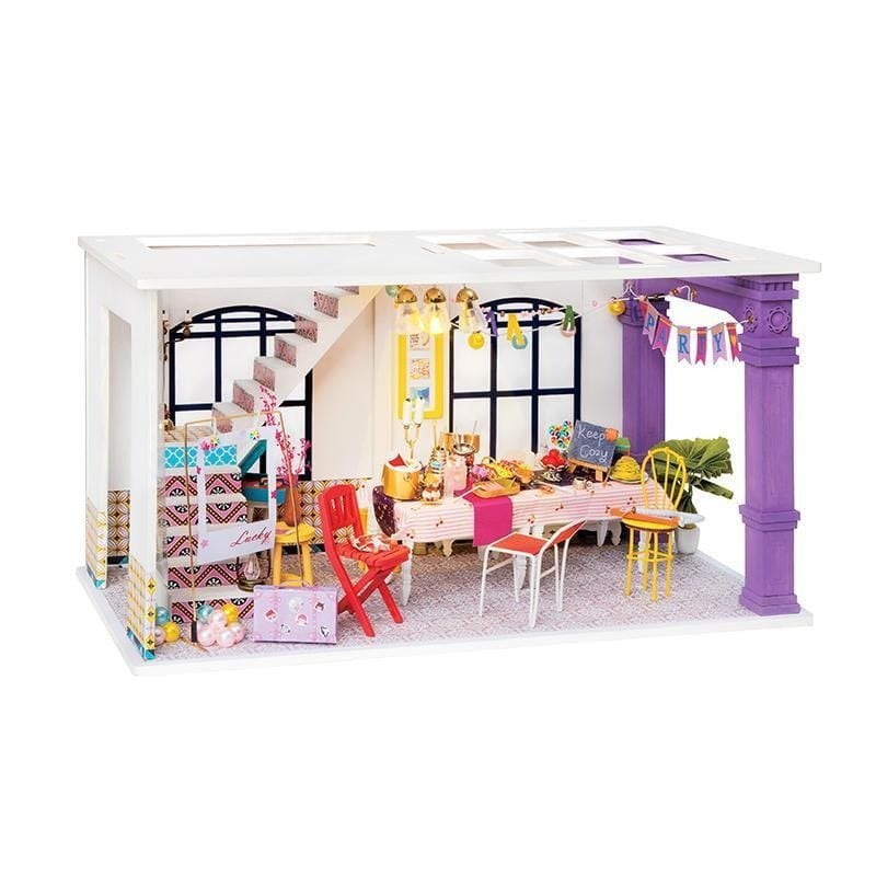 Robotime, DIY Huisje Party Time, DGF03, 30x15x16.5cm