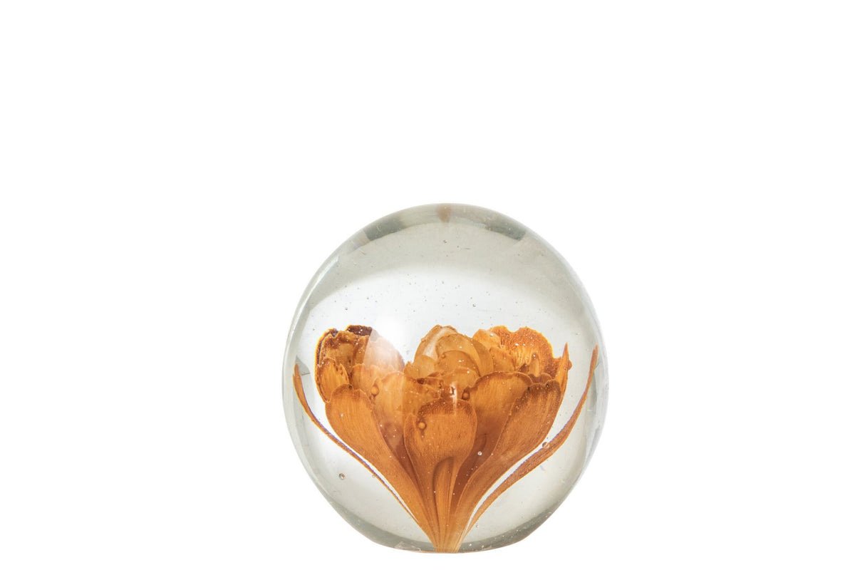 J-Line presse-papier Bal Bloemen - glas - brons - small