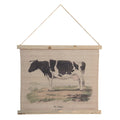 Wandkleed Koe 64x53 cm Beige Jute Wanddoek