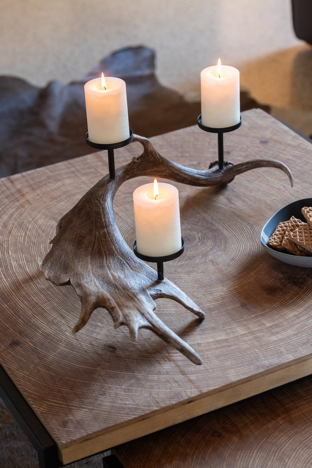 J-Line kaarshouder Antlers - polyresin - bruin - L