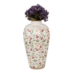 Vaas Ø 24x40 cm Beige Rood Keramiek Aardbeien