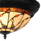 Plafondlamp Tiffany Ø 38x19 cm Beige Bruin Glas Vlinder Plafonniere