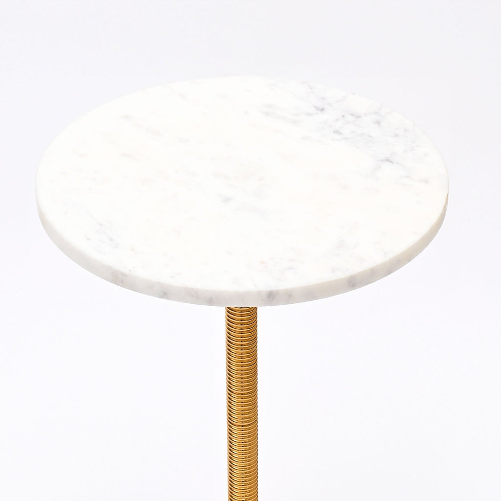 Marmeren Accenttafel - Gouden Afwerking - Sculpturale Kegelbasis