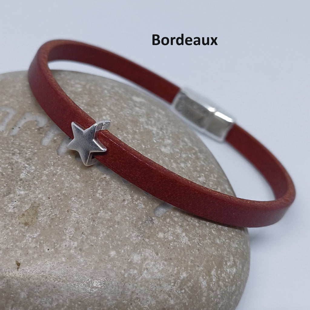 Semplice leren armband tiny star antiek zilver