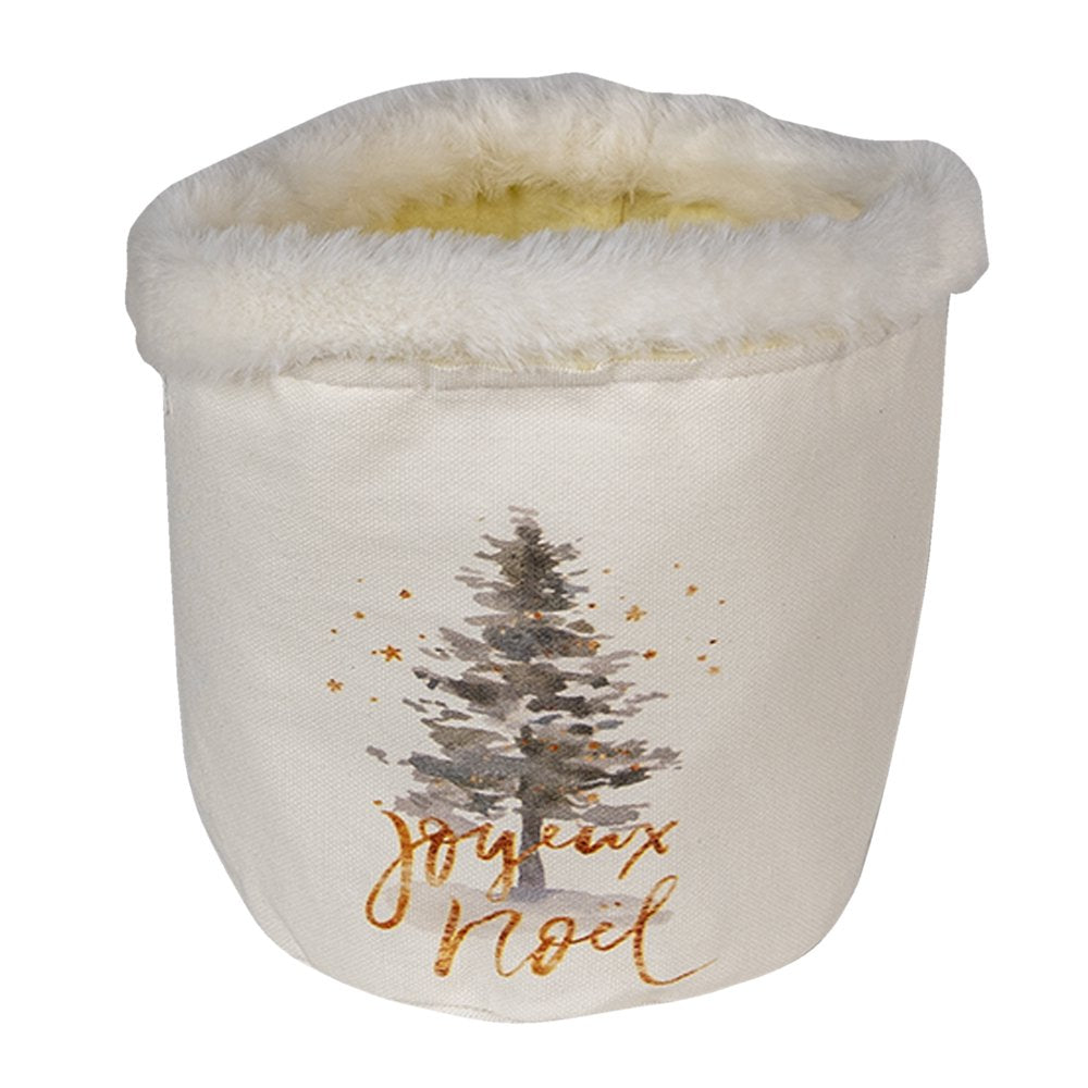 Opbergmand Ø 15x15 cm Wit Bruin Synthetisch Kerstboom Mand
