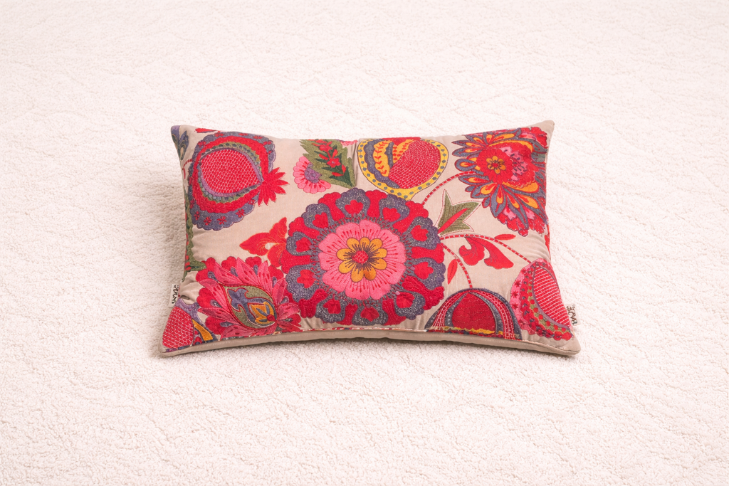 Boho geborduurd katoen - Fluwelen lendenkussen - 40 x 60 cm