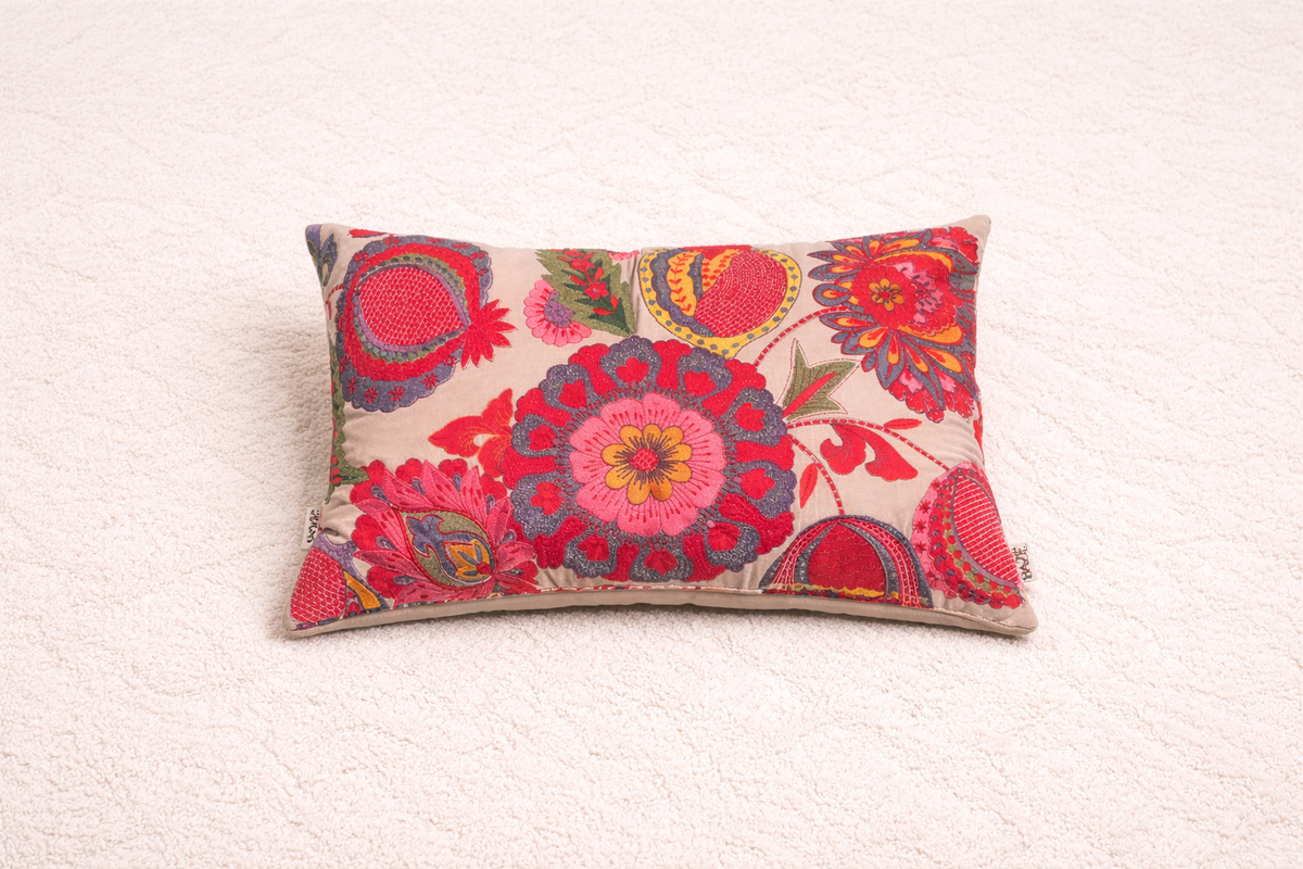 Boho geborduurd katoen - Fluwelen lendenkussen - 40 x 60 cm