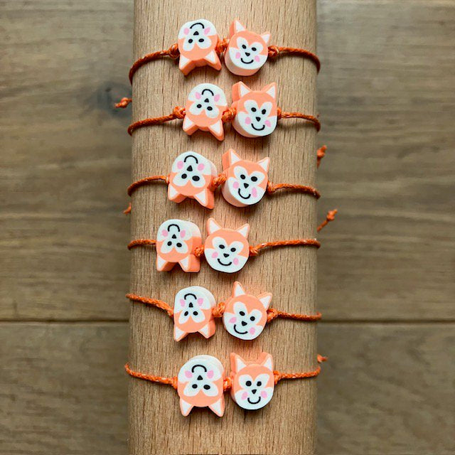 Luna-Leena kinderarmband vos oranje - handgemaakt in Nepal