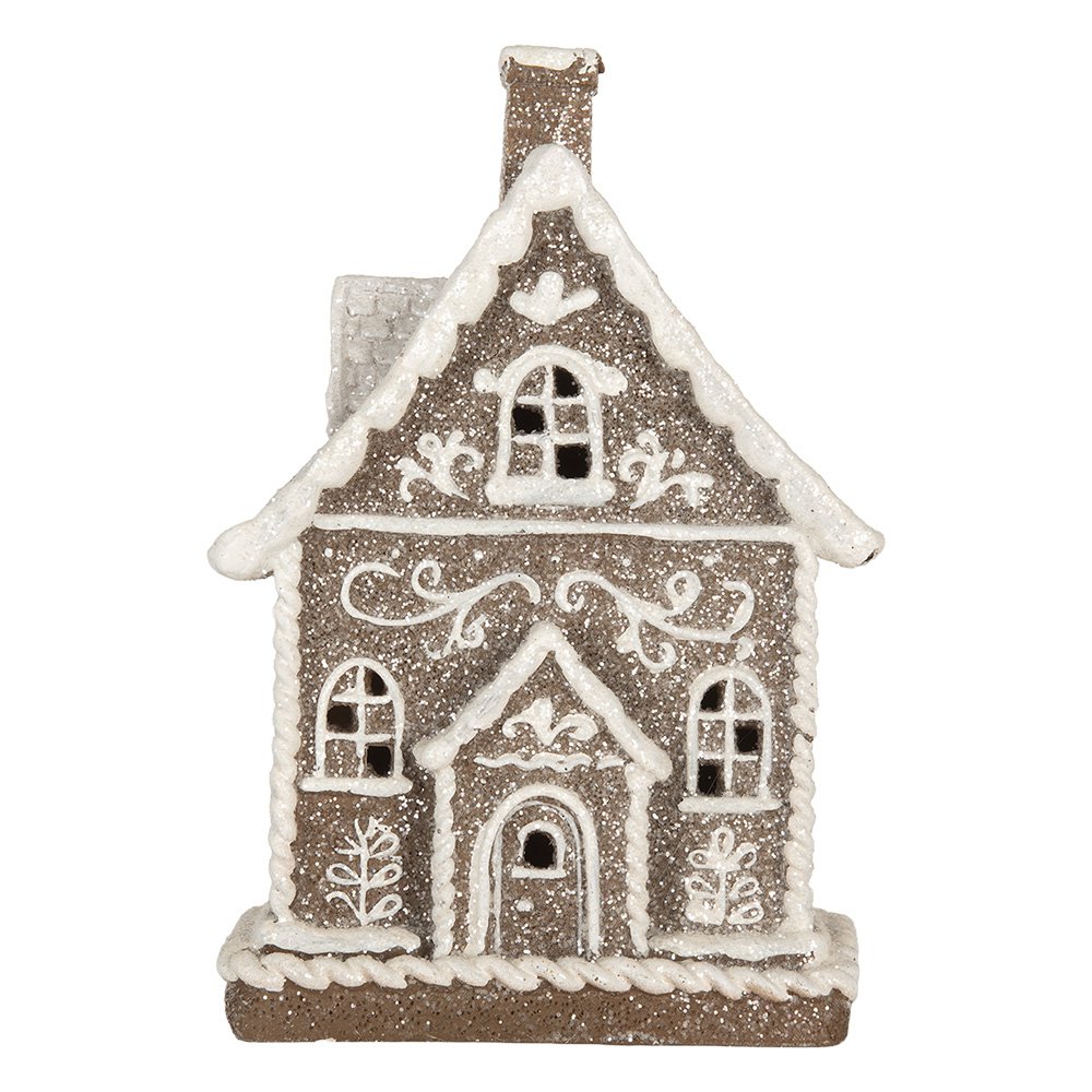 Gingerbread house met LED 16x10x23 cm Bruin Kunststof