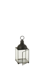 J-Line lantaarn Hagrid - glas/ijzer - zwart - small