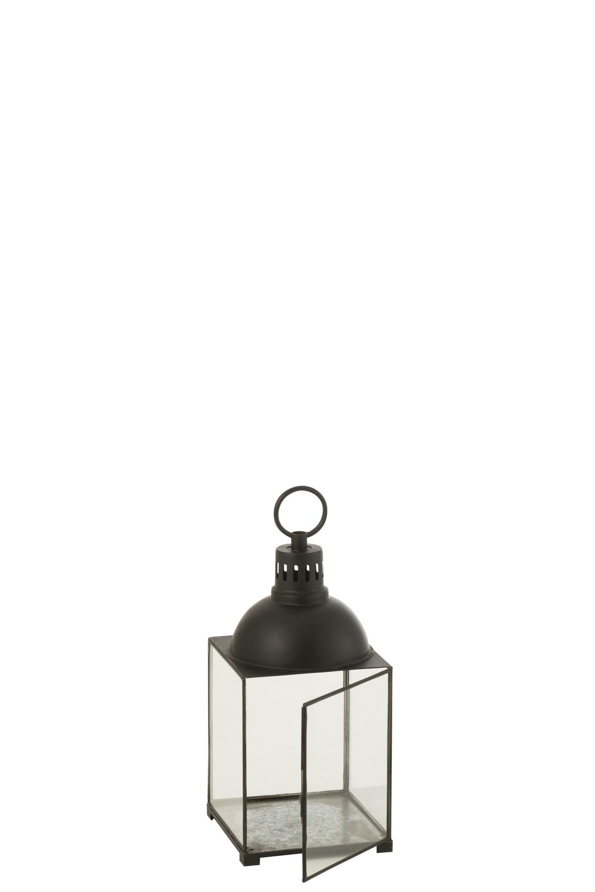 J-Line lantaarn Hagrid - glas/ijzer - zwart - small