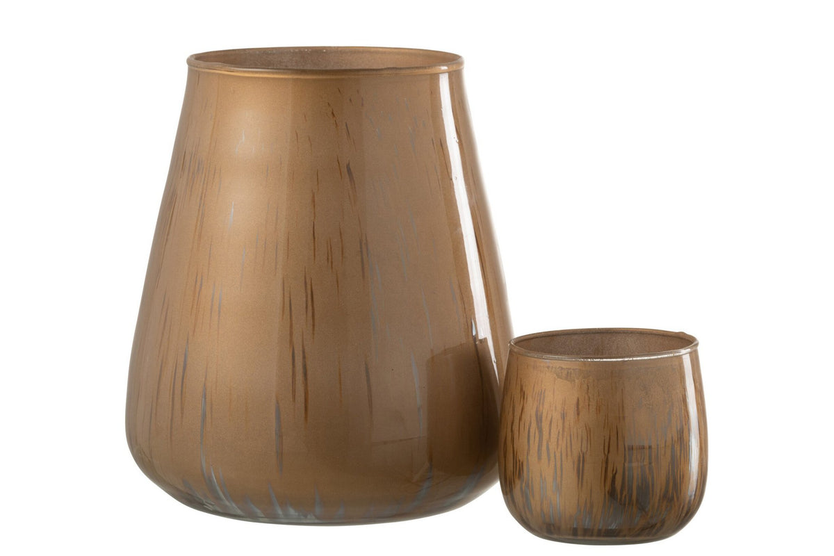 J-Line windlicht Antiek - glas - bruin - large