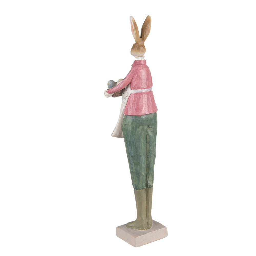 Beeld Konijn 9x7x36 cm Beige Groen Polyresin