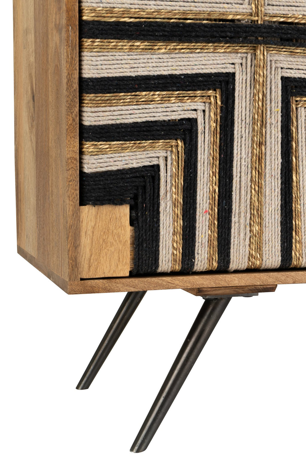 J-Line kast Geweven Draadontwerp - hout - naturel/zwart