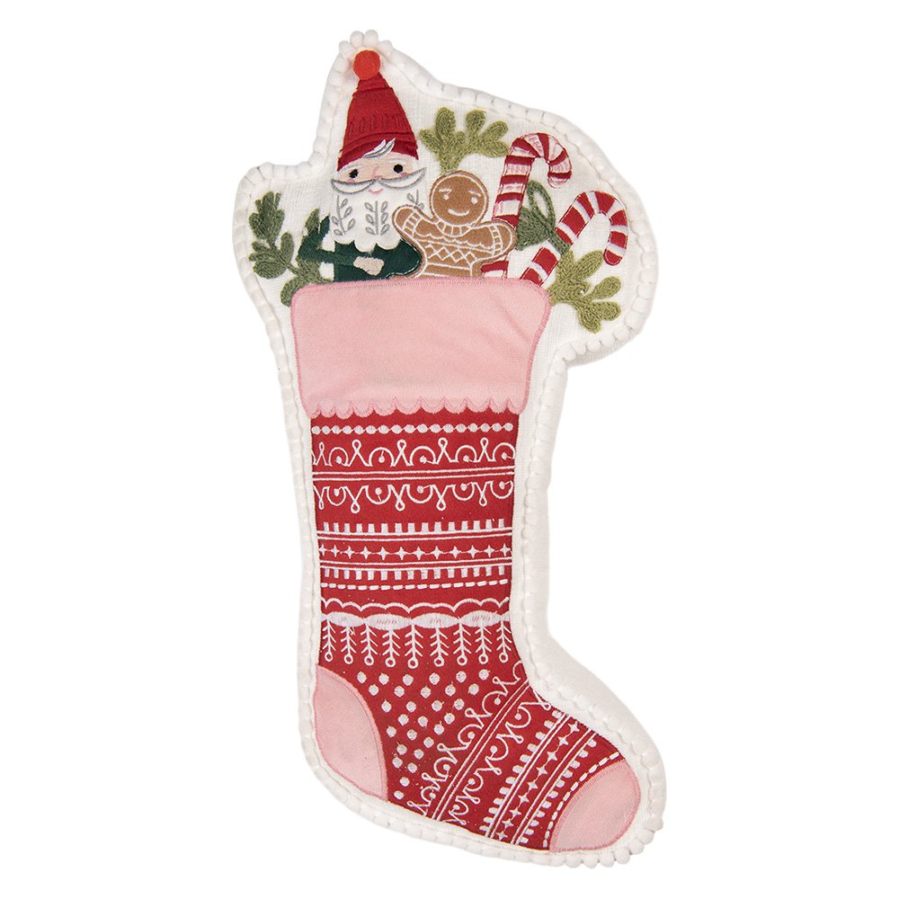 Sierkussen Kerstsok 20x40x4 cm Roze Polyester
