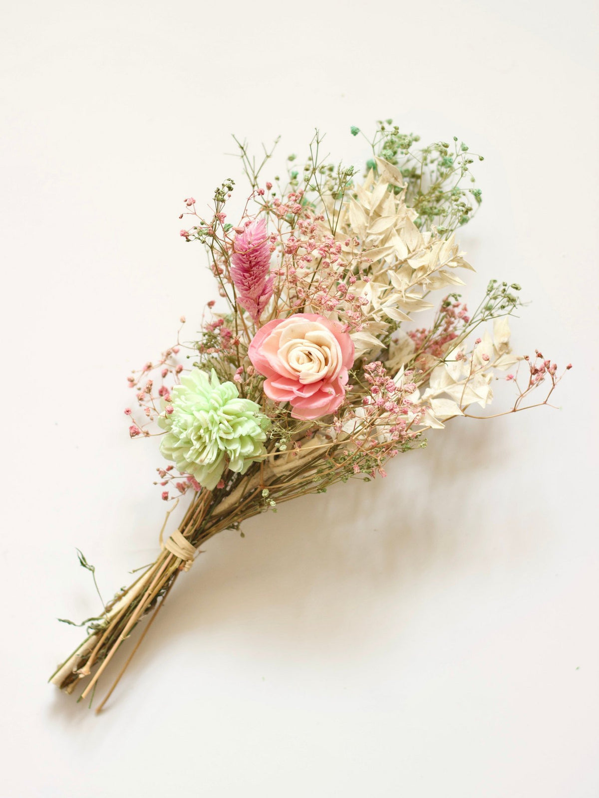 Keramische Vaas Met Gedroogde Botanische Bloemen - 28 cm H