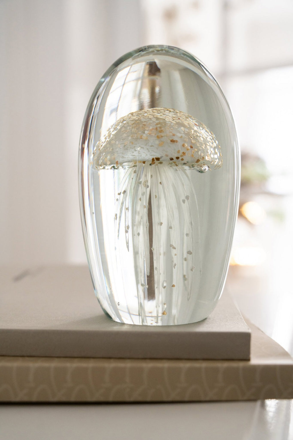 J-Line presse-papier Kwal - glas - wit/goud - large