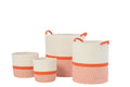 J-Line mand - polyester - oranje/wit - set van 4