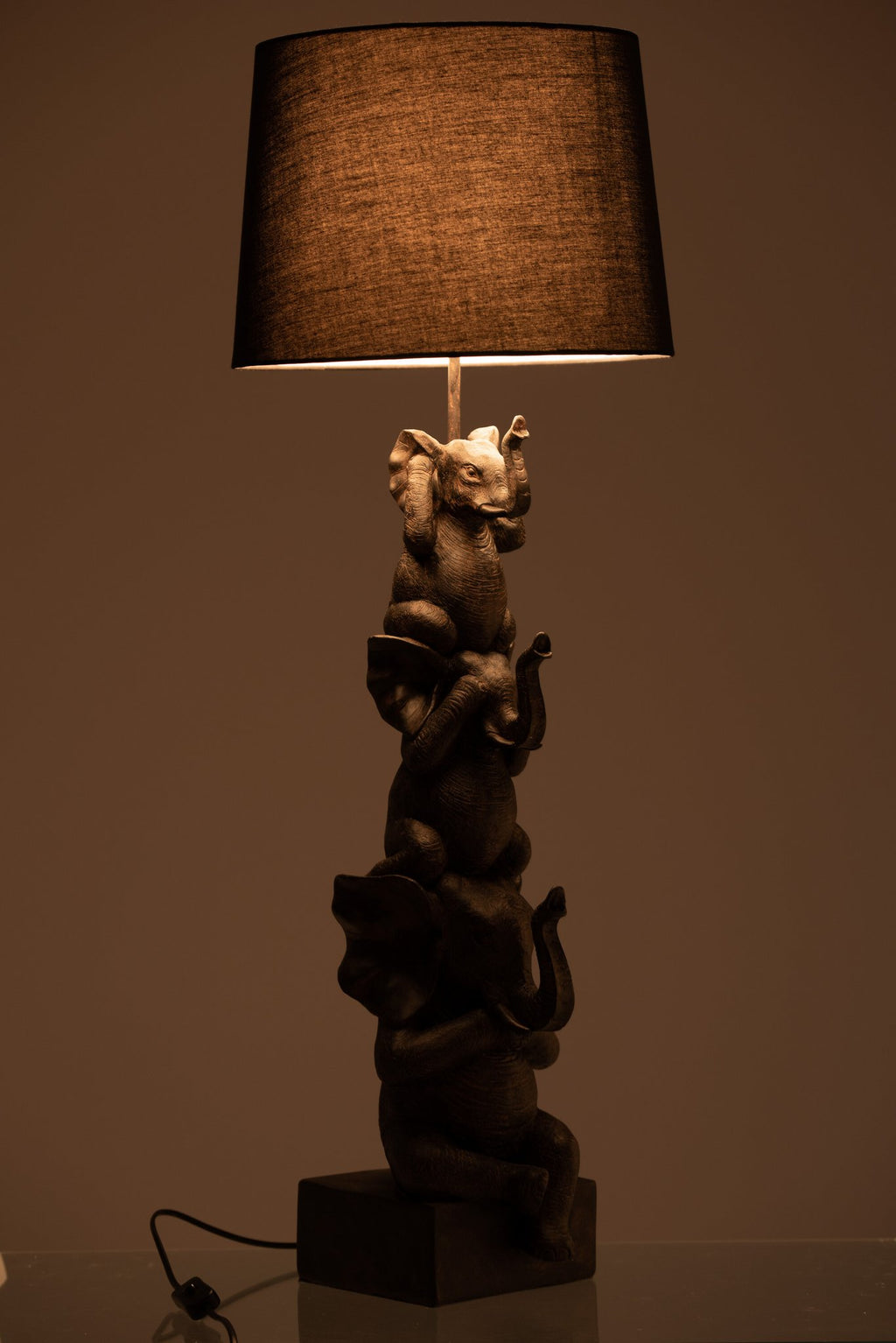 J-Line lamp 3 Olifanten - polyresin - bruin