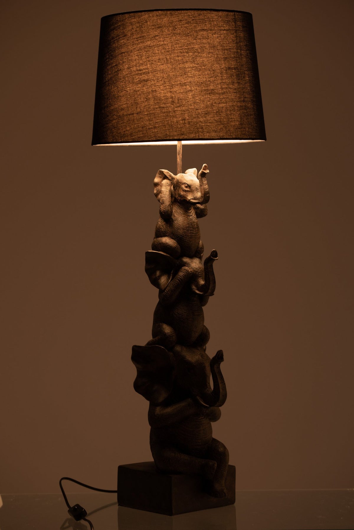 J-Line lamp 3 Olifanten - polyresin - bruin