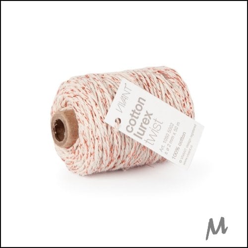 Lurex twist koord - red-rose