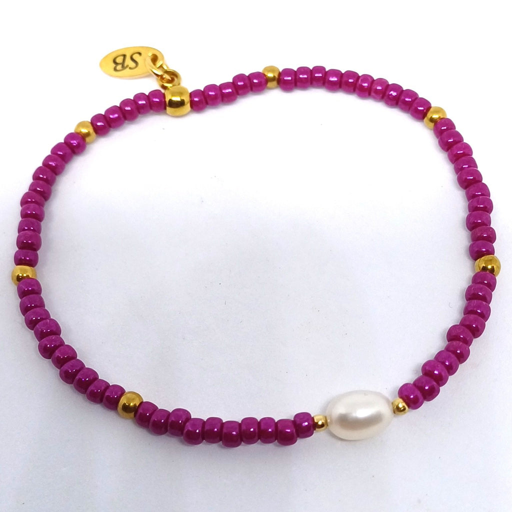 Miyuki stretch armbandje met zoetwaterparel