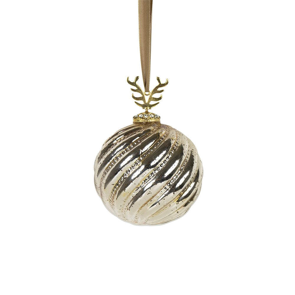 Decoratie bal gewei goud 12cm