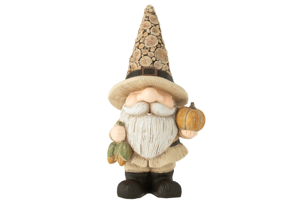 J-Line figuur Kabouter - hout - polyresin - naturel - L