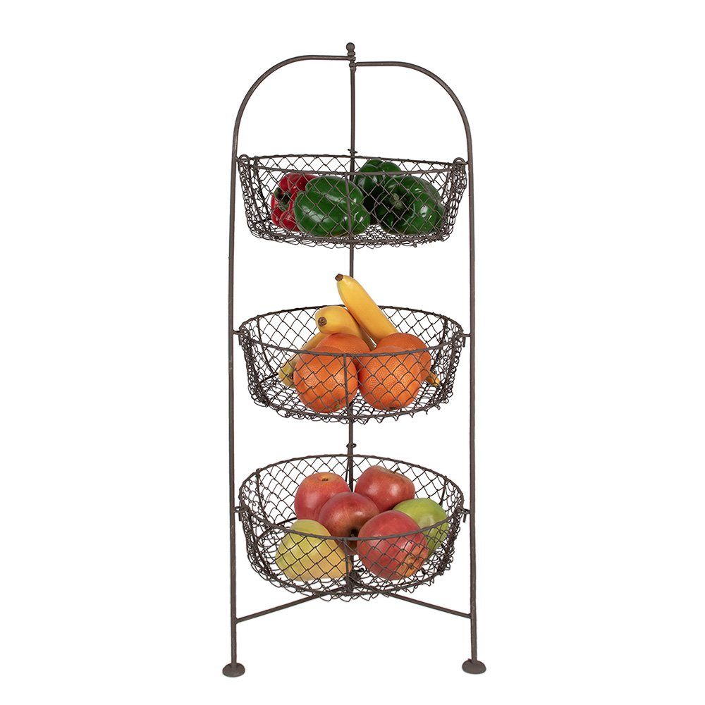 Mandenrek Ø 28x80 cm Bruin Metaal Keuken Mandjes