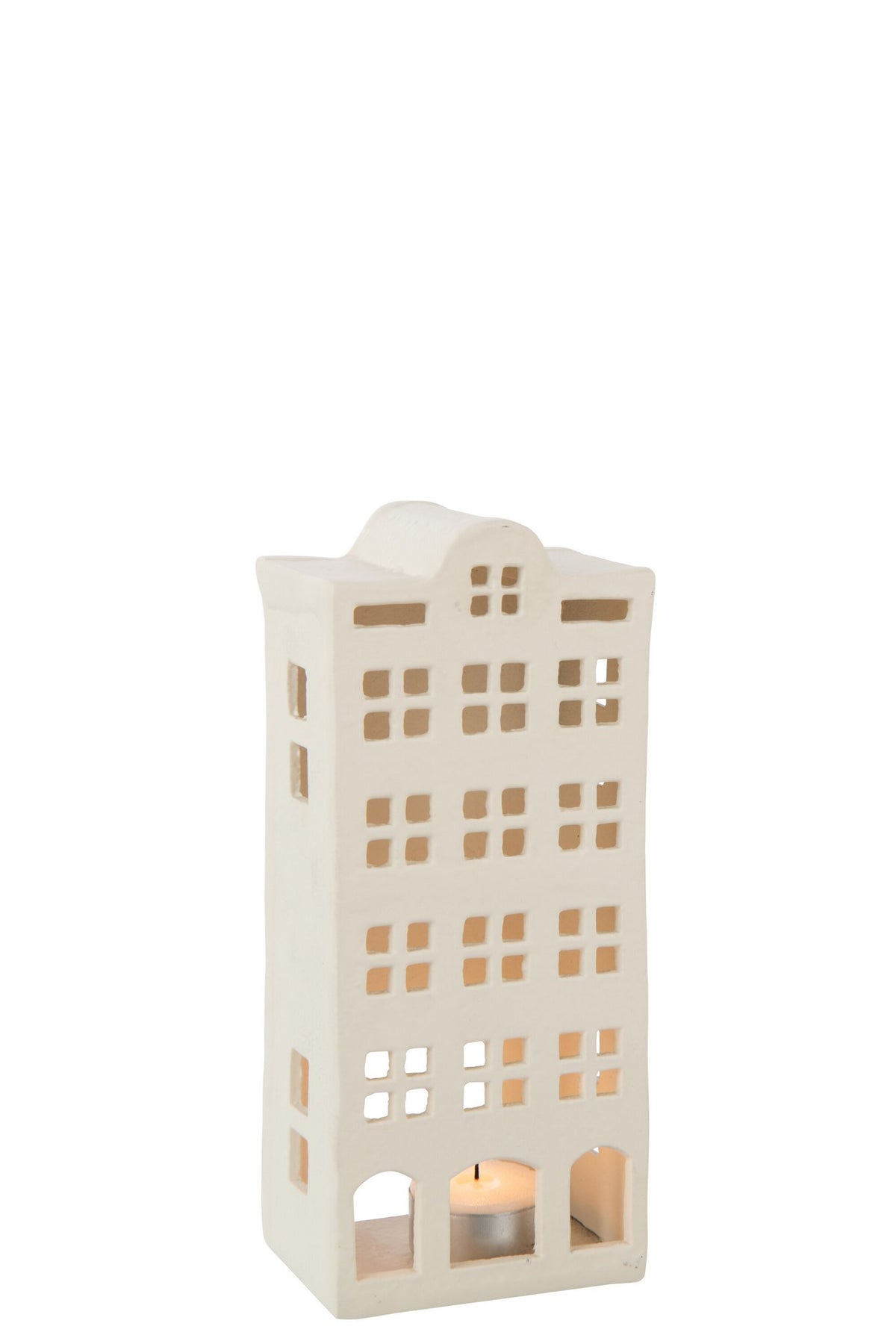 J-Line theelichthouder - aluminium - wit