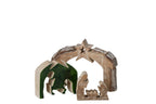 J-Line Kerststal met schors - mangohout - naturel/donkergroen - small