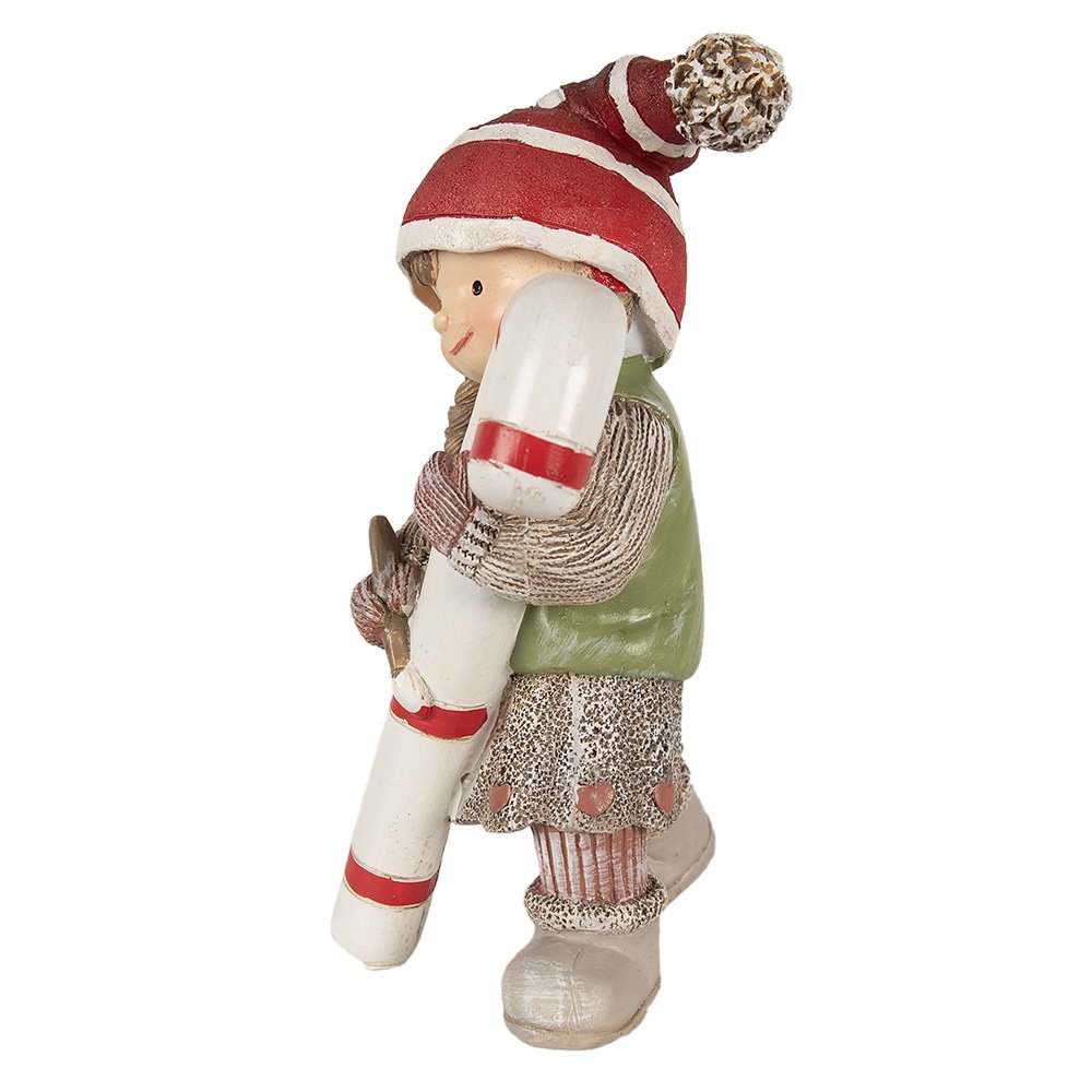 Decoratie Beeld Kind 18 cm Groen Polyresin Kerstfiguren