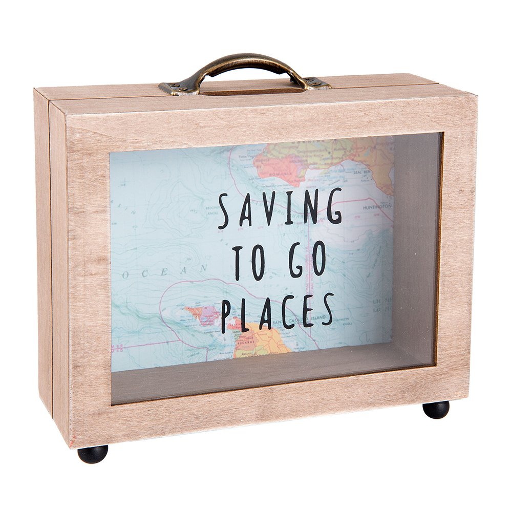 Spaarpot 18x7x17 cm Bruin MDF Leuke Spaarpot