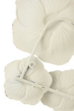 J-Line wanddecoratie Bloemen - metaal - roze/wit
