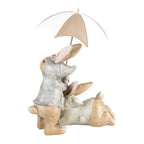 Decoratie Beeld Konijnen 19x16x23 cm Beige Kunststof